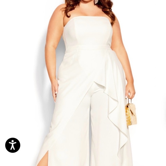 Elegant White Strapless Jumpsuit - Picture 1 of 2
